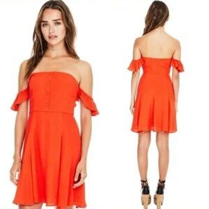 ASTR The Label | Rosaria Off the Shoulder Mini Sundress Dress in‎ Red Size Small